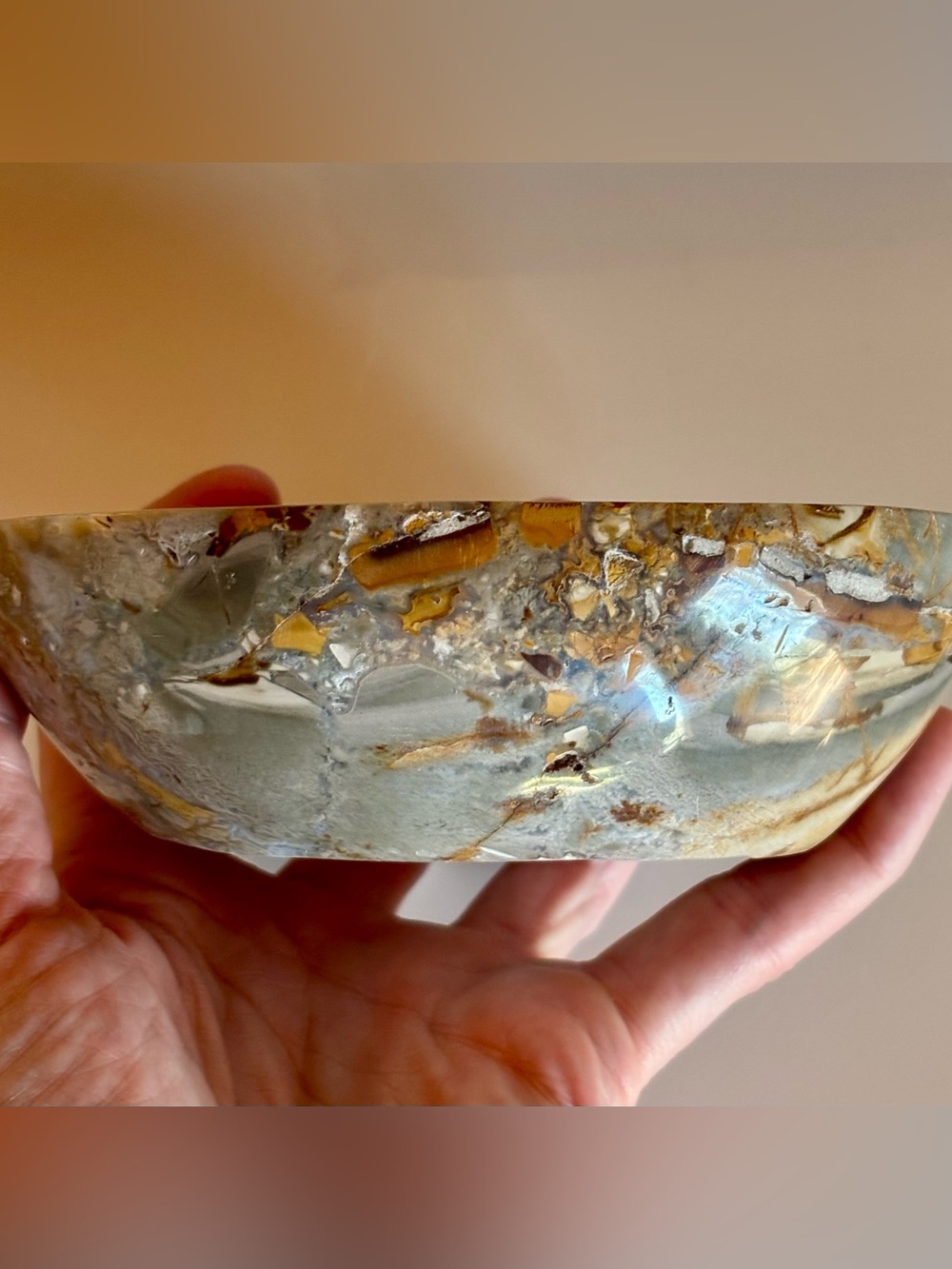 Brecciated Jasper Druzy Bowl | Polished Stone Dish | Earth Tone Crystal Decor